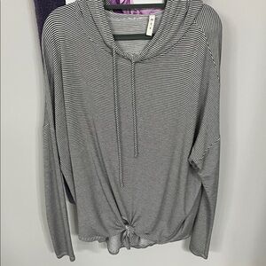 Striped Olive Green and White Women's Top